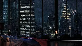 Relax In A Luxury London Apartment | Rain On Window Sound For Sleeping | 8hours | 4K