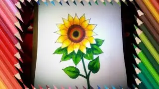 How to draw a sunflower step by step (very simple and easy) #sunflower #sunflowerdrawing #kidsdraw