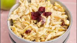 Creamy and Quick Coleslaw with Apples and Nuts | Coleslaw with dried Cranberries and Almonds
