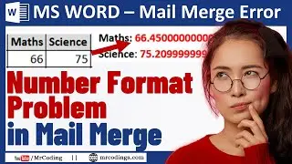 Number Format Problem In Mail Merge | Mail Merge Problem | Fraction appearing in mail merge | Hindi