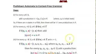 Example for Conversion of Pushdown Automata(PDA) to Context-free Grammar(CFG) -Theory of Computation