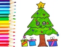 christmas tree drawing & coloring for kids🎄#drawingtutorial #howtodraw #coloring #stepbystepdrawing