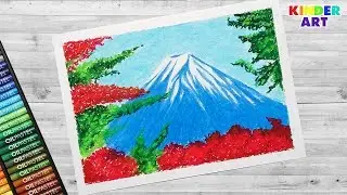 Как нарисовать горы / горный пейзаж масляной пастелью