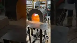 Firing up the ribbon burner forge #forge #blacksmith #welding #metalbuild #homemade #fire￼