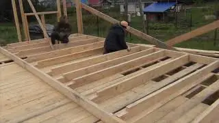 Продолжаем строить каркасный дом. Стена без косяков. Но с укосинами ))