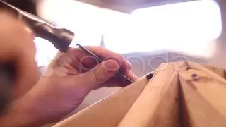 Hammering Nail Into Boards. Stock Footage
