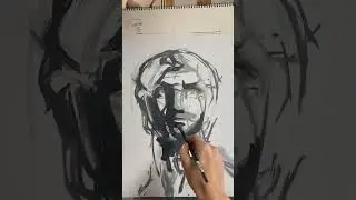 Black and white head oil painting 1 hour