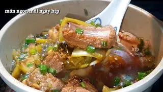 Cách làm SƯỜN NON KHO DƯA CẢI CHUA đậm đà tại nhà | món ngon mỗi ngày htp