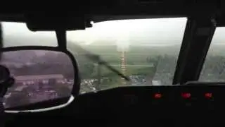 Boeing Business Jet (BBJ) Go-Around in Heavy Rain