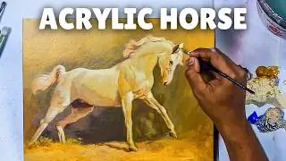 How to Paint A Realistic Horse in Acrylic | step by step Coloring