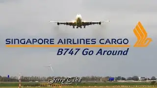🔵 Singapore B747 Go Around During Storm At AMS