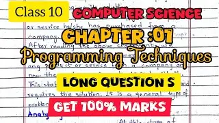 Class :10 Computer science Chapter :01 Long Questions Programming techniques fbise