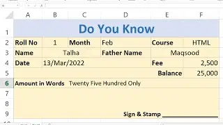 Microsoft Excel Automatic Fee Slip