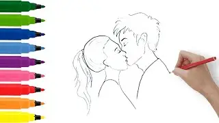 How to draw KISSING COUPLE | Eduational drawings | DIY
