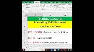 Keyboard shortcuts in Excel #excelinhindi #excel #excelshortcutkeys #exceltutorial #exceltips Part-6