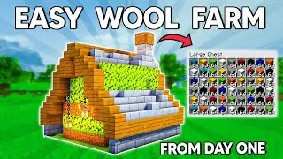 Minecraft From Day One: EASY AUTOMATIC WOOL FARM