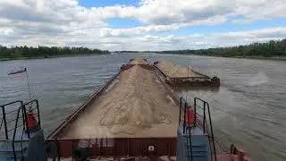 Проходим узкости с тремя баржами