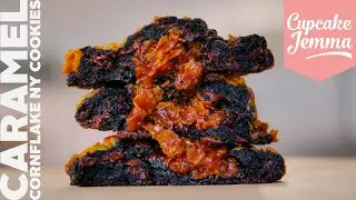 Caramel Cornflake Brownie New York Cookie Recipe | Cupcake Jemma