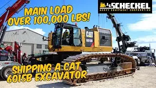 Loading a CAT 6015B Excavator for transport. #heavyequipment #heavyhaul #excavator #trucking