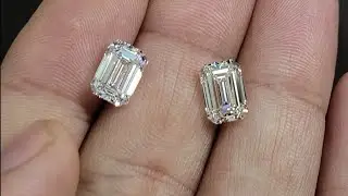 2*2 =4ct tw matching pair of emerald cut diamonds