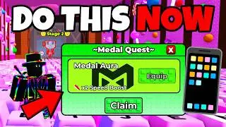 [MOBILE] How To COMPLETE The MEDAL Quest FAST in +1 SPEED KEYBOARD ESCAPE Roblox!