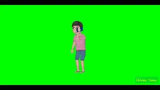A boy talking on phone call green screen cartoon