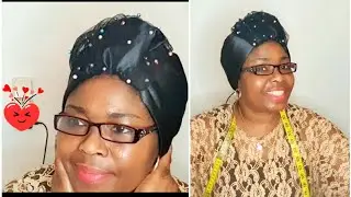 Beaded Net/Satin Turban Cap