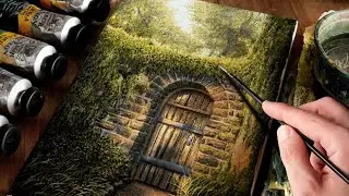 Painting Sunlight Streaming Through A Mysterious Forest Pathway with Acrylics | Paint with Ryan