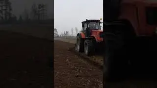 Оранка Беларус 3022 навесным плугом ПЗН 8-40 с предплужниками