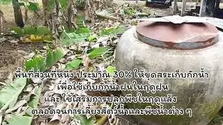 วิธีแบ่งพื้นที่ 4 ส่วน 30:30:30:10 คือ 30%ขุดสระ 30%ปลูกข้าว 30%ปลูกผลไม้ผัก 10%ปลูกบ้านเลี้ยงสัตว์