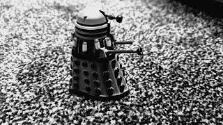Doctor Who: a Dalek Blows up (2) (black and white)