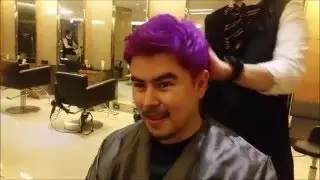 Dying my hair from black to purple. Enjoy!!! 보라색 머리 준오헤어