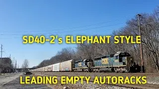 SD40-2'S elephant style leading auto racks through Teaneck 