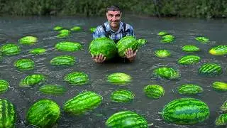 Best Recipe for Summer Making Fresh Country Watermelon Juice! Happy Life Far from Civilization