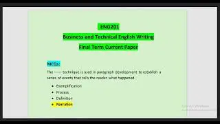 ENG201 Final Term Current Paper || ENG201 Final Term Preparation 2024 || VU Zone