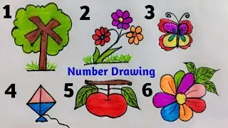 How to draw pictures using numbers 1 to 6 || Number drawing easy step by step ||