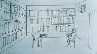 How to draw library step by step (very easy) || Part 1 || Zia easy drawing