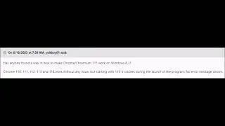 Chrome 115 has broke the compatiblity for Windows 8.x systems.