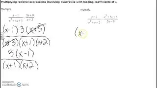 Multiplying rational expressions involving quadratics with leading coefficients of 1