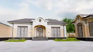 Проект одноэтажного дома с навесом и гаражом.