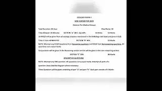 PAPER SCHEME OF BOTANY -I 2022,  ZOOLOGY -_I 2022, BOTANY -II 2022, ZOOLOGY-II 2022