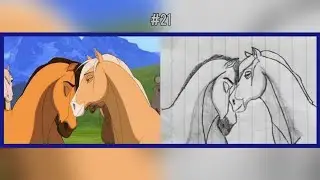 Dibujando a Espirit y a su mamá en lapiz negro🗒✏