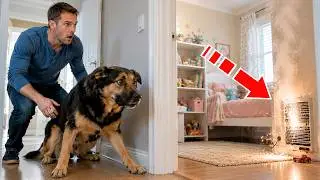 The dog was afraid to enter the nursery. After installing a camera, the owner discovered the terrify