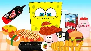 [ASMR] 스폰지밥 워터파크 음식 애니먹방(SpongeBob Water Park Food Animation Mukbang)