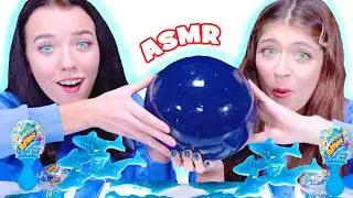 ASMR Giant Blue Gummy Eyeballs, Gummy Sharks Eating Sounds