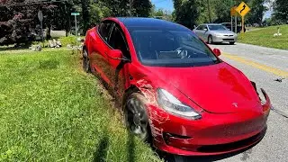 INSANE TESLA MODEL 3 CRASH