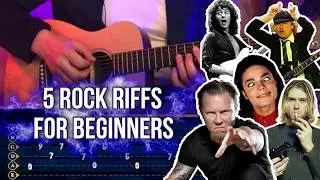 5 Beginner Rock Riffs Every Guitarist Should Know! (Step-by-Step)