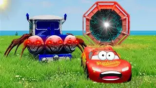 Cursed Choo - Choo Charles Chases Lightning McQueen  in BeamNG.drive