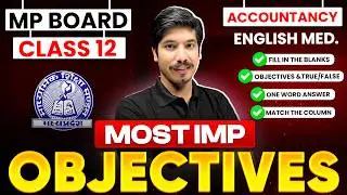 MP Board Class 12th -Accountancy | Most IMP Objectives Cover 🔥| Board Exam 2026 