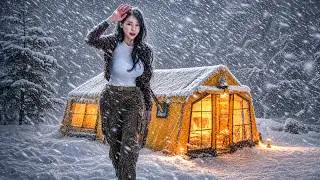 ❄️CAMPING IN HEAVY SNOW WITH A 2-ROOM INFLATABLE TENT
